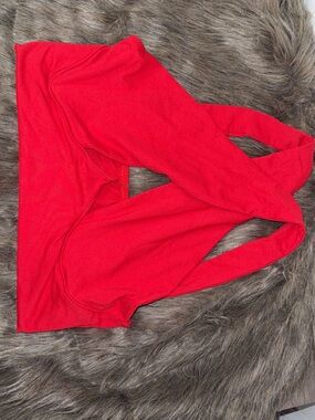 SHEIN Red Off-Shoulder Crossover Back Sweater
